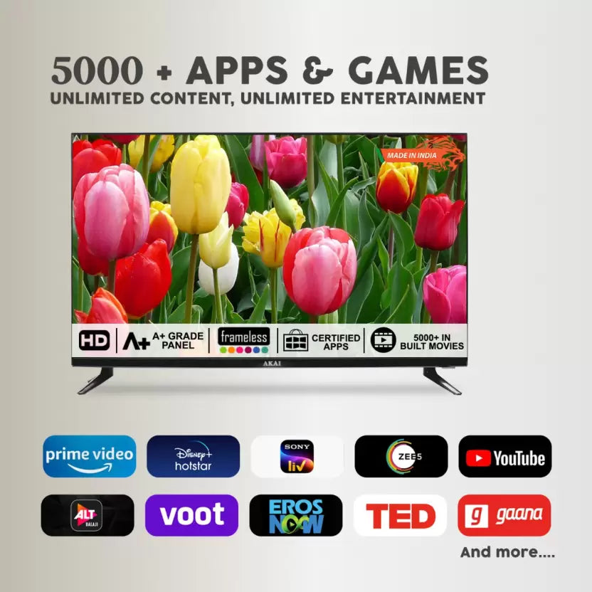Akai AKLT32S-FL1Y9W 80 cm (32 Inch) HD Ready Smart LED TV
