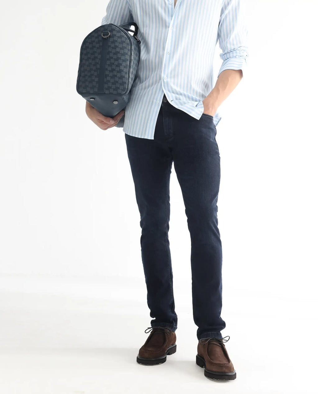 Rare Rabbit Men's Anket Blue Cotton Plain Hawk Slim Fit Jeans