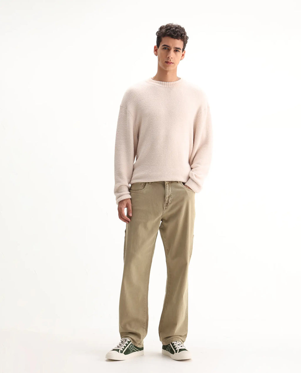 Rare Rabbit Men's Arni Khaki Cotton Plain Relaxed Fit Jeans