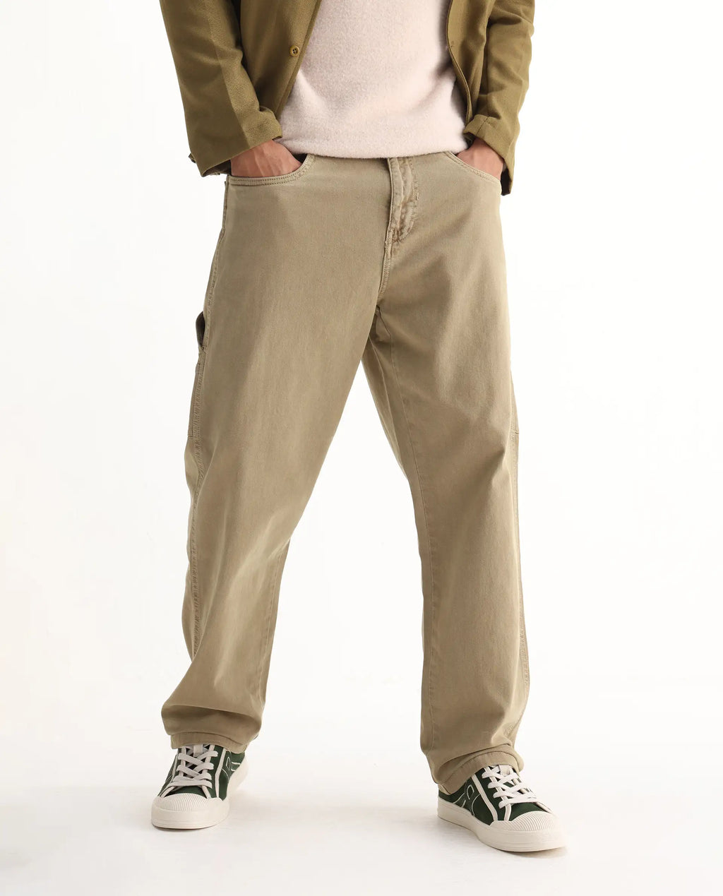 Rare Rabbit Men's Arni Khaki Cotton Plain Relaxed Fit Jeans