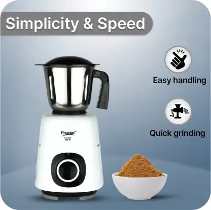 Prestige Flash Atlas 500 W Mixer Grinder (3 Jars, White, Black)