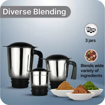Prestige Flash Atlas 500 W Mixer Grinder (3 Jars, White, Black)