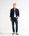 Rare Rabbit Men's Avalon Dark Blue Cotton Plain Hawk Slim Fit Jeans