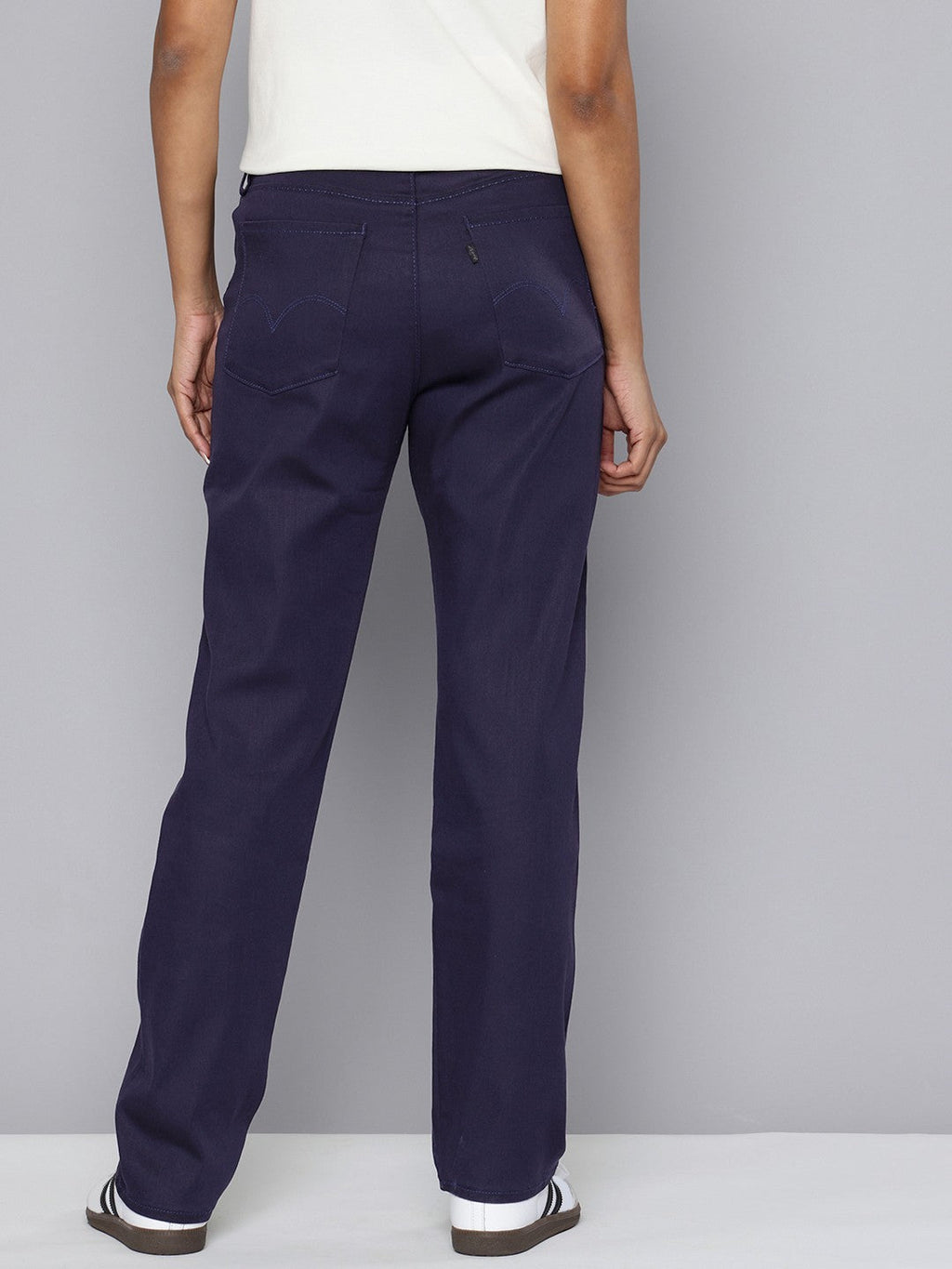 Women's Redloop High Rise Navy Straight Fit Trousers