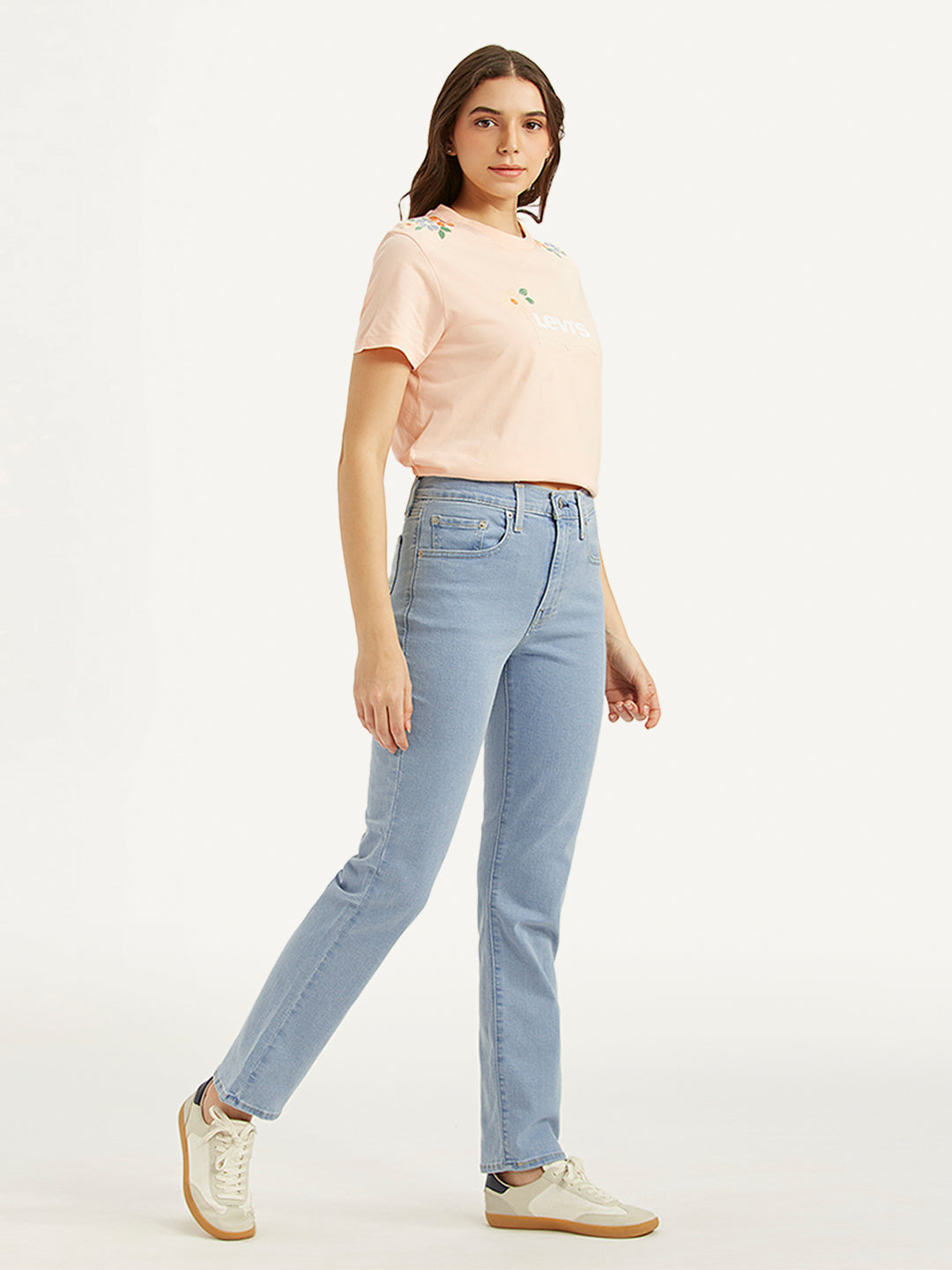 Women's 724 Light Blue Slim Straight Fit High Rise Jeans