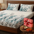 200 TC 100% Cotton Bedsheet Set in Gift Box - Majestic Aqua