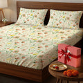 200 TC 100% Cotton Bedsheet Set in Gift Box - Meadows Buttercream