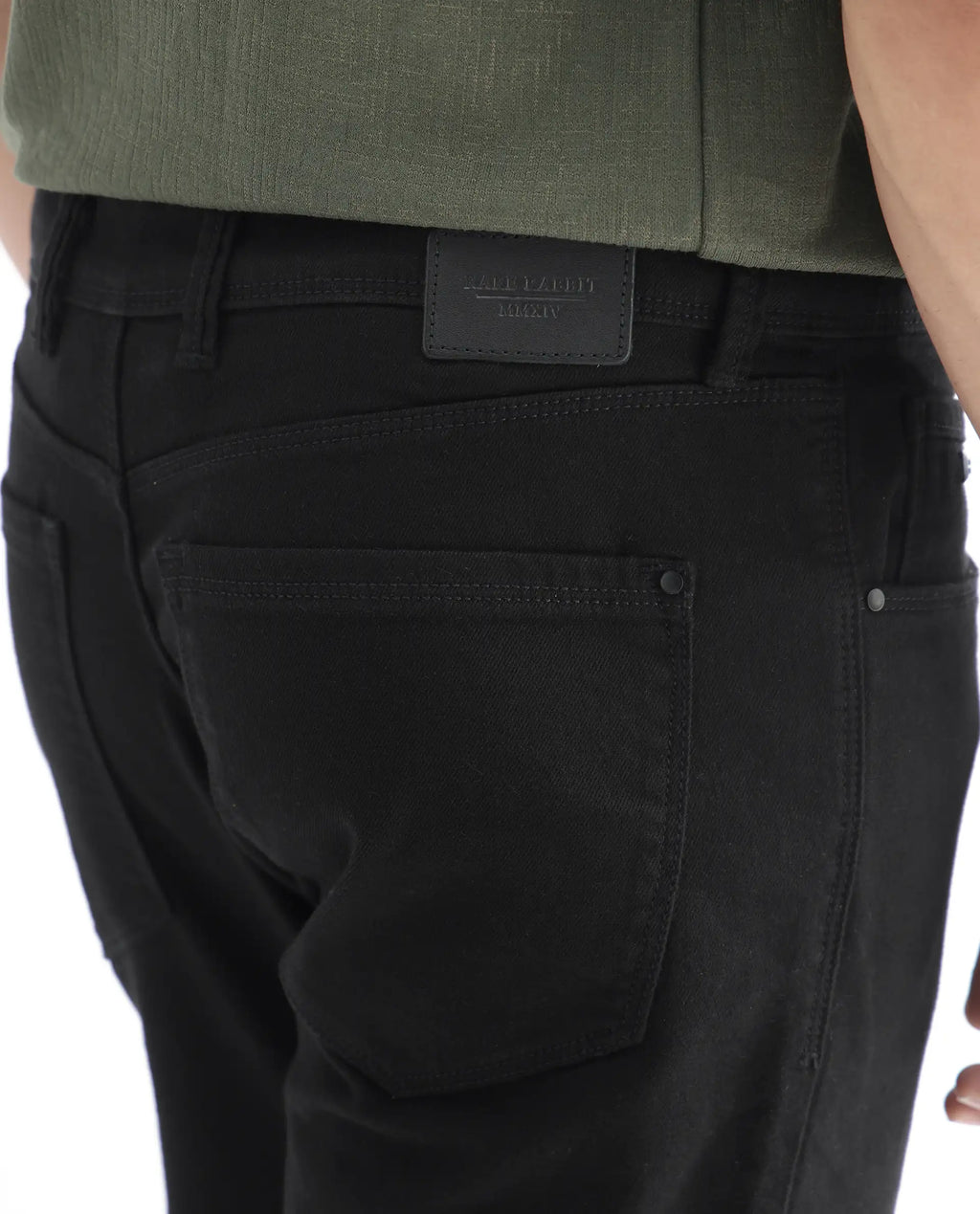 Rare Rabbit Men's Belarus Black Cotton Plain Hawk Slim Fit Jeans