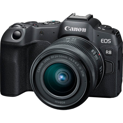 Canon EOS R8 with 24-105 STM Combo Free AV PRO 128gb V90 SD Card + an extra battery LP-E17 & Wildcraft snap bag