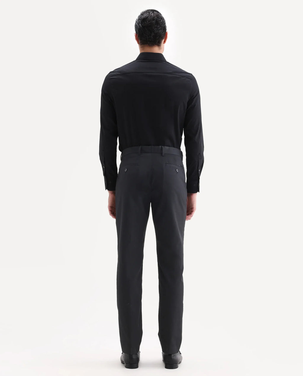Rare Rabbit Men's Chamer Black Polyester Plain Regular Fit Trouser