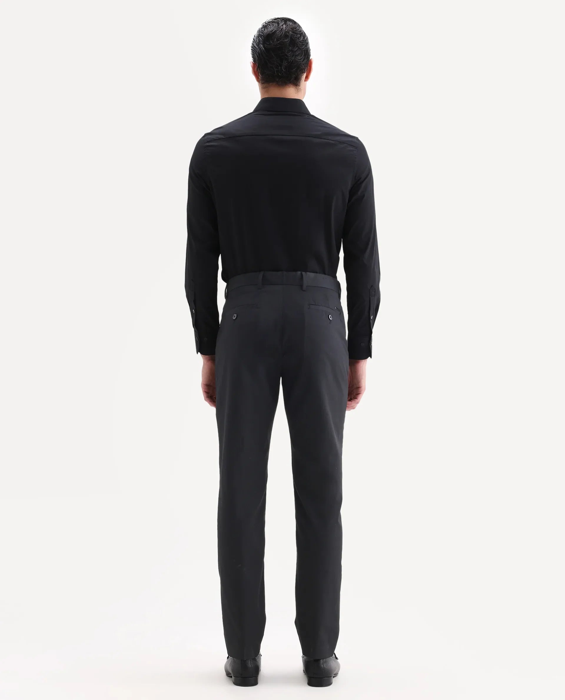 Rare Rabbit Men's Chamer Black Polyester Plain Regular Fit Trouser