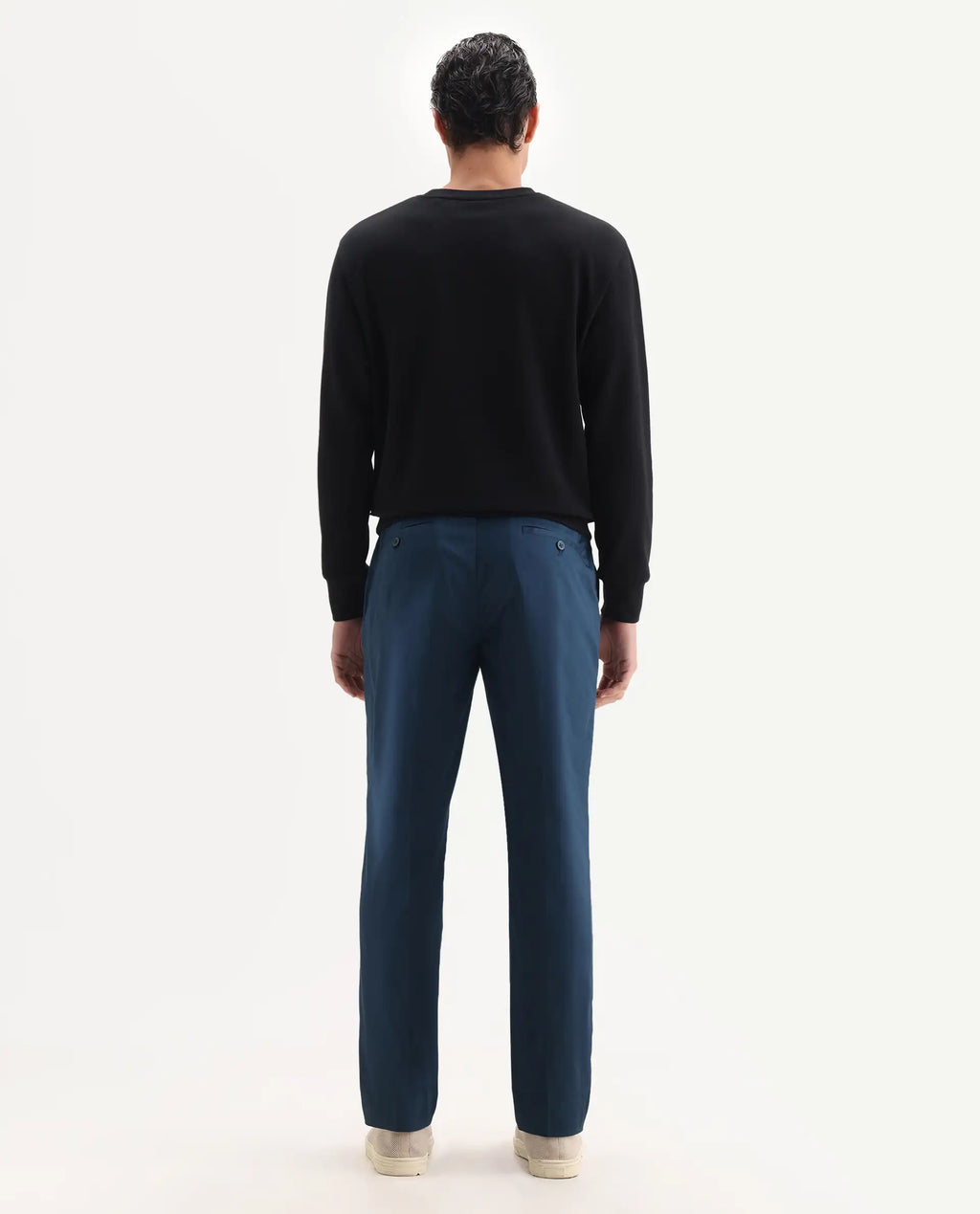Rare Rabbit Men's Comotel Teal Cotton Blend Plain Regular Fit Trouser