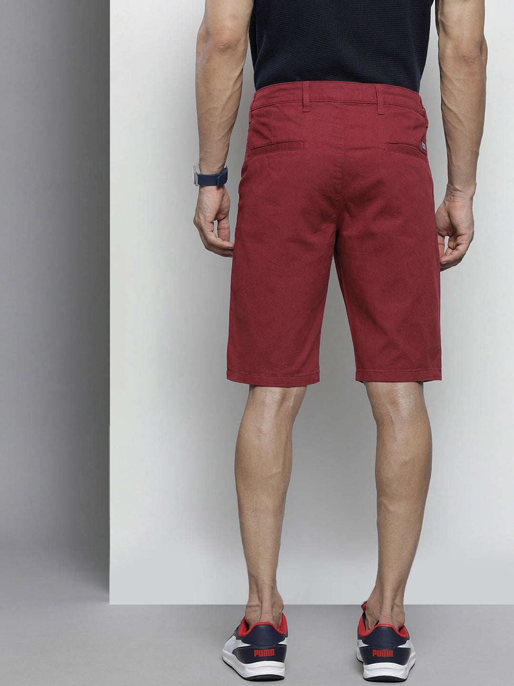 Men's Red Slim Fit Solid Casual Shorts