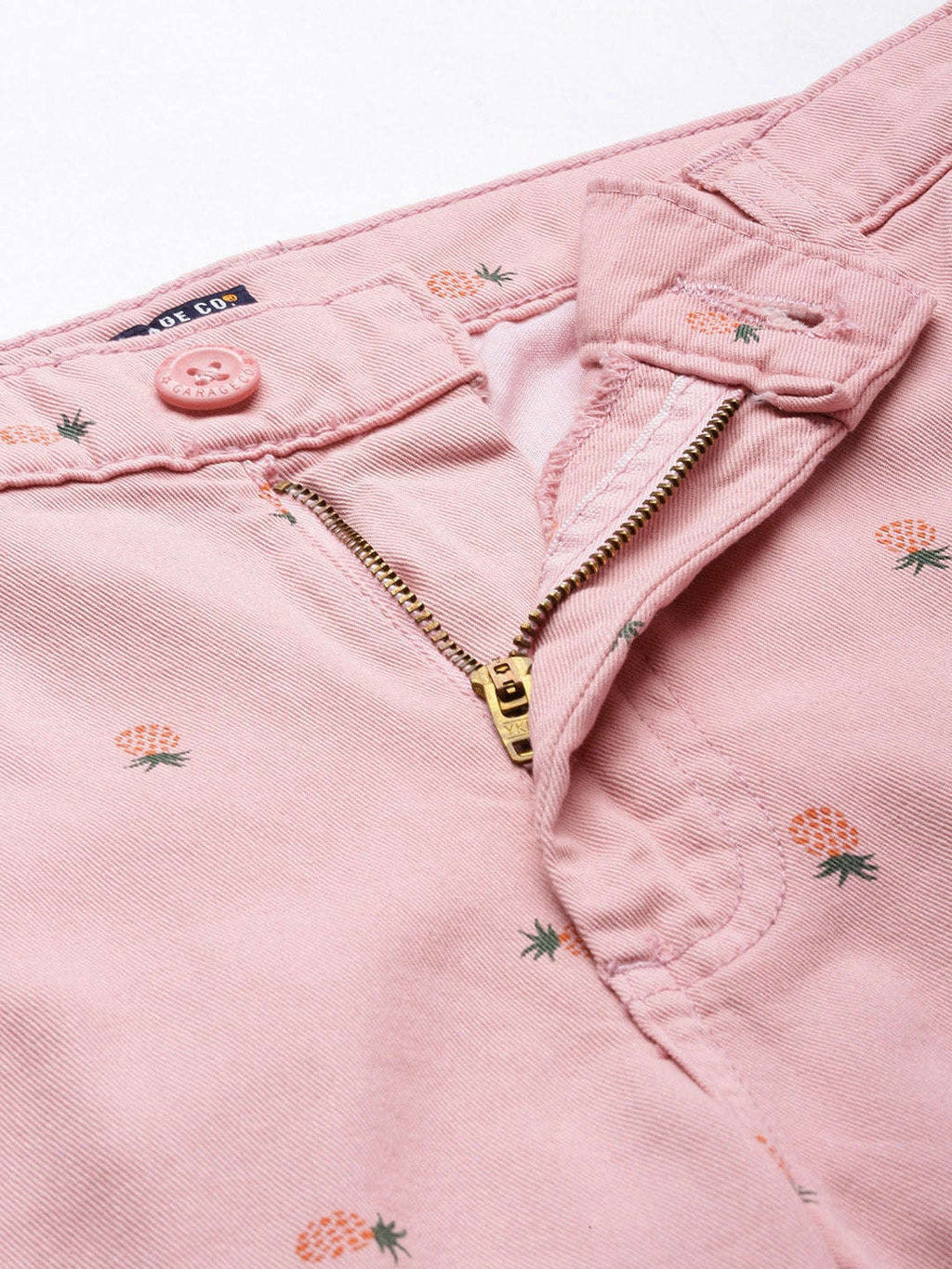 Men's Pink Slim Fit Printed Casual Shorts