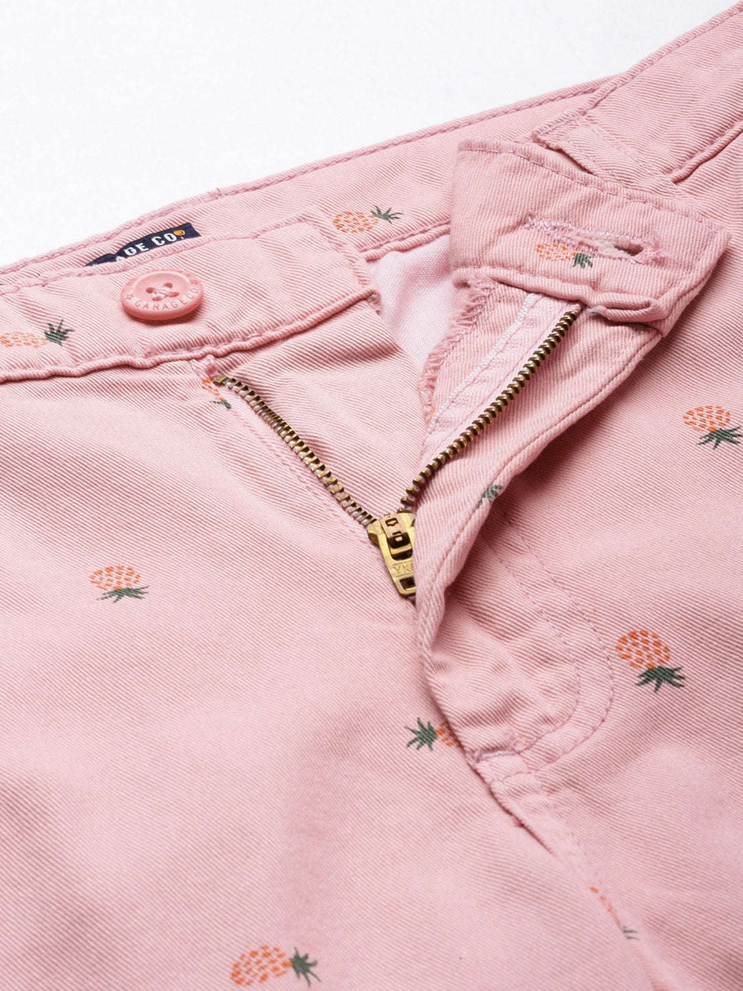 Men's Pink Slim Fit Printed Casual Shorts