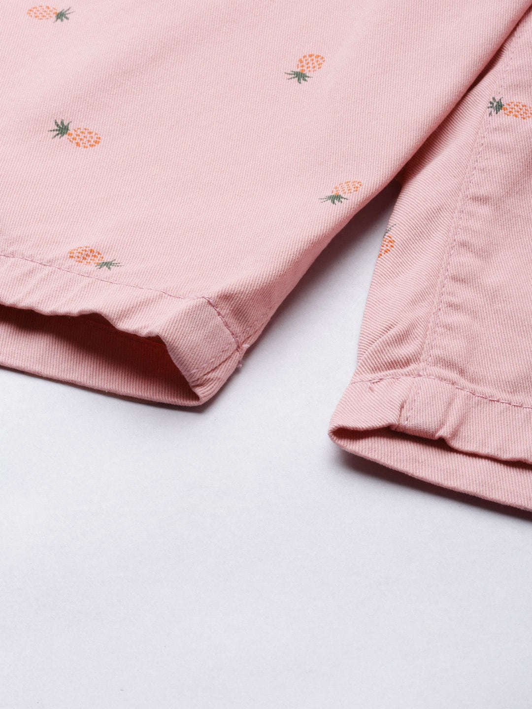 Men's Pink Slim Fit Printed Casual Shorts
