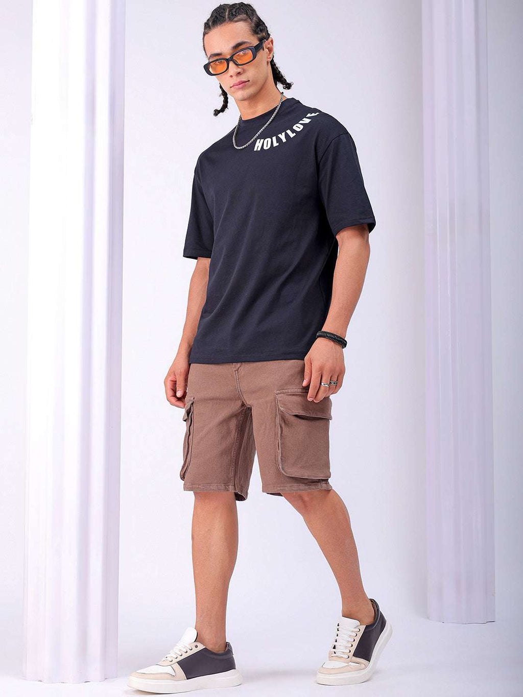 Men's Solid Relaxed Fit Cargo Shorts