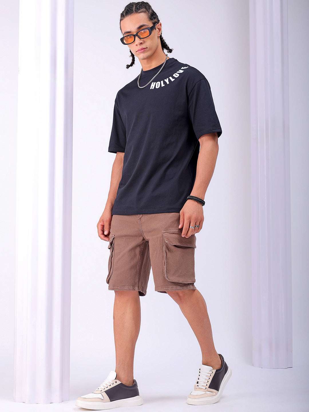 Men's Solid Relaxed Fit Cargo Shorts
