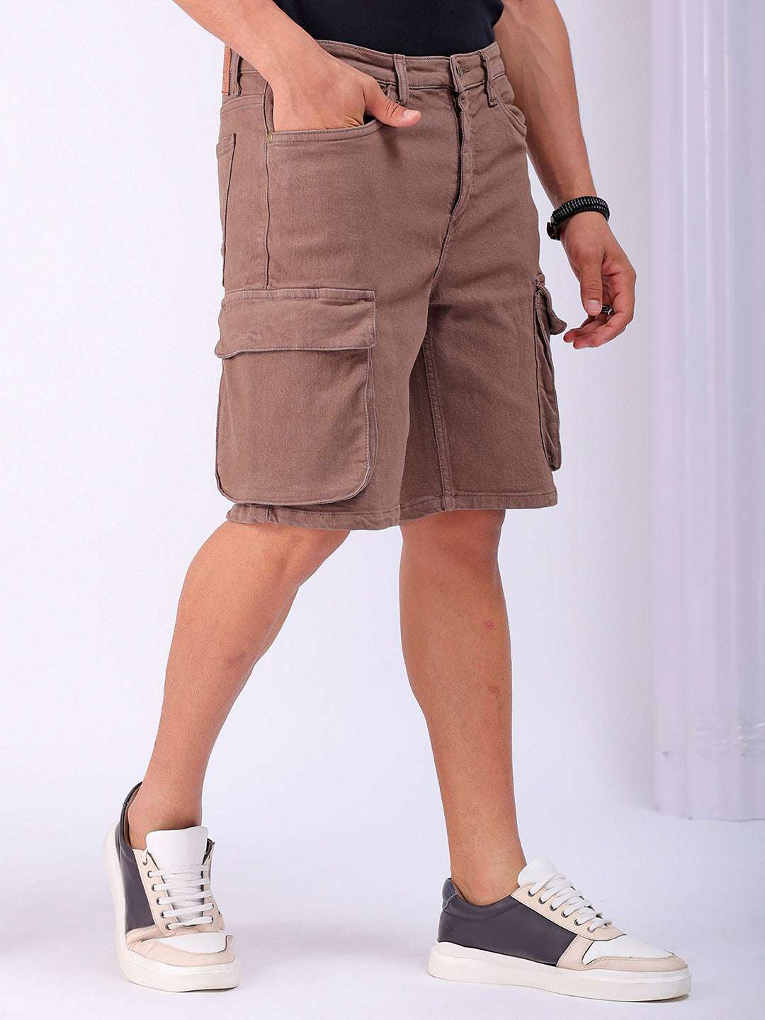 Men's Solid Relaxed Fit Cargo Shorts