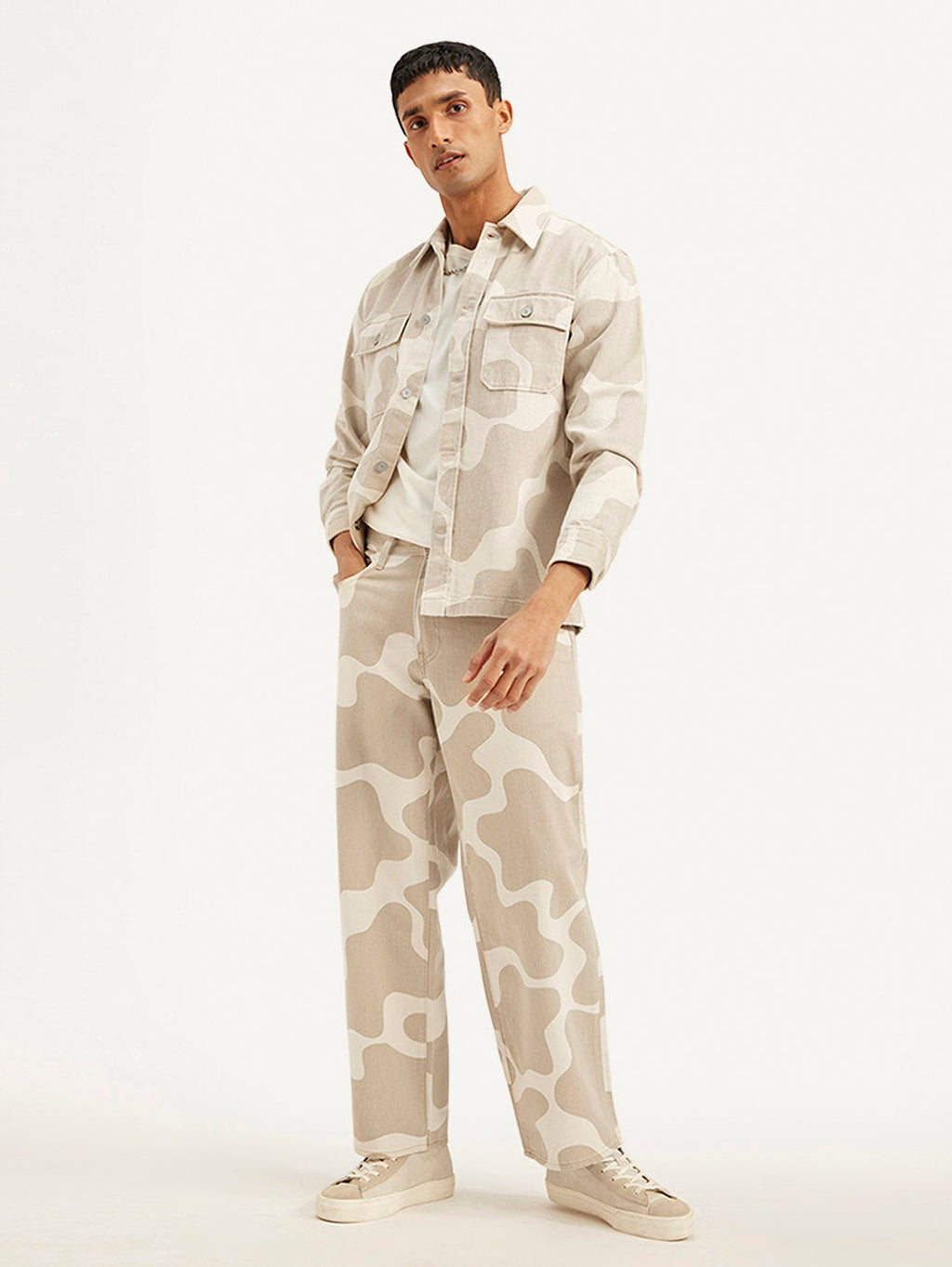 Men's 578 Beige Loose Fit Mid Rise Jeans