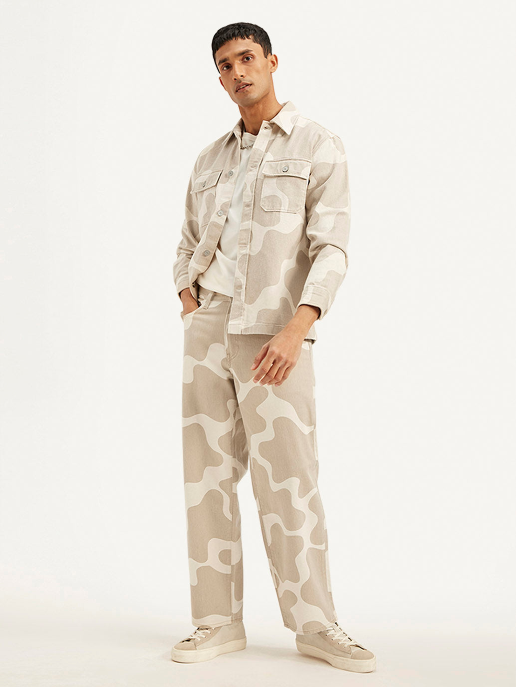 Men's 578 Beige Loose Fit Mid Rise Jeans