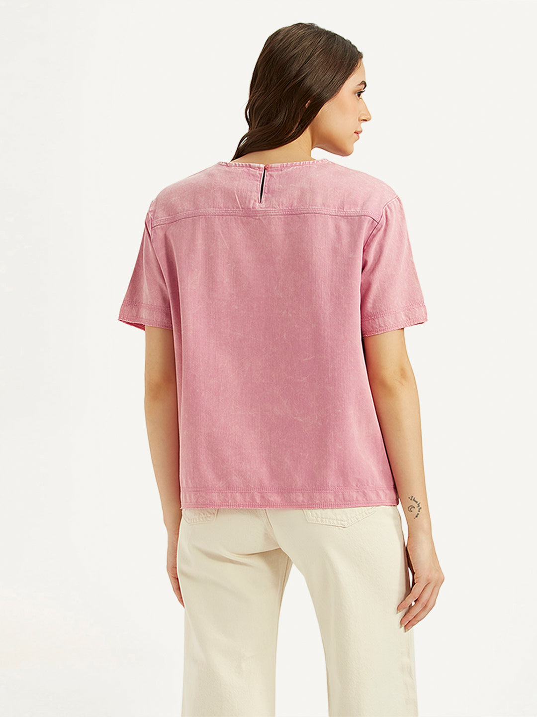 Women's Solid Pink Round Neck Top
