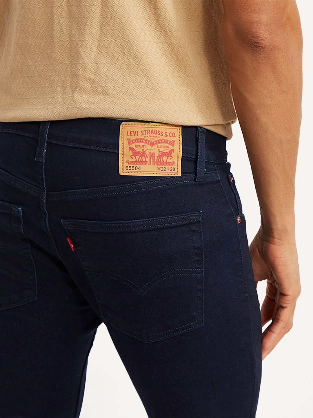 Men's 65504 Dark Blue Skinny Fit Mid Rise Jeans