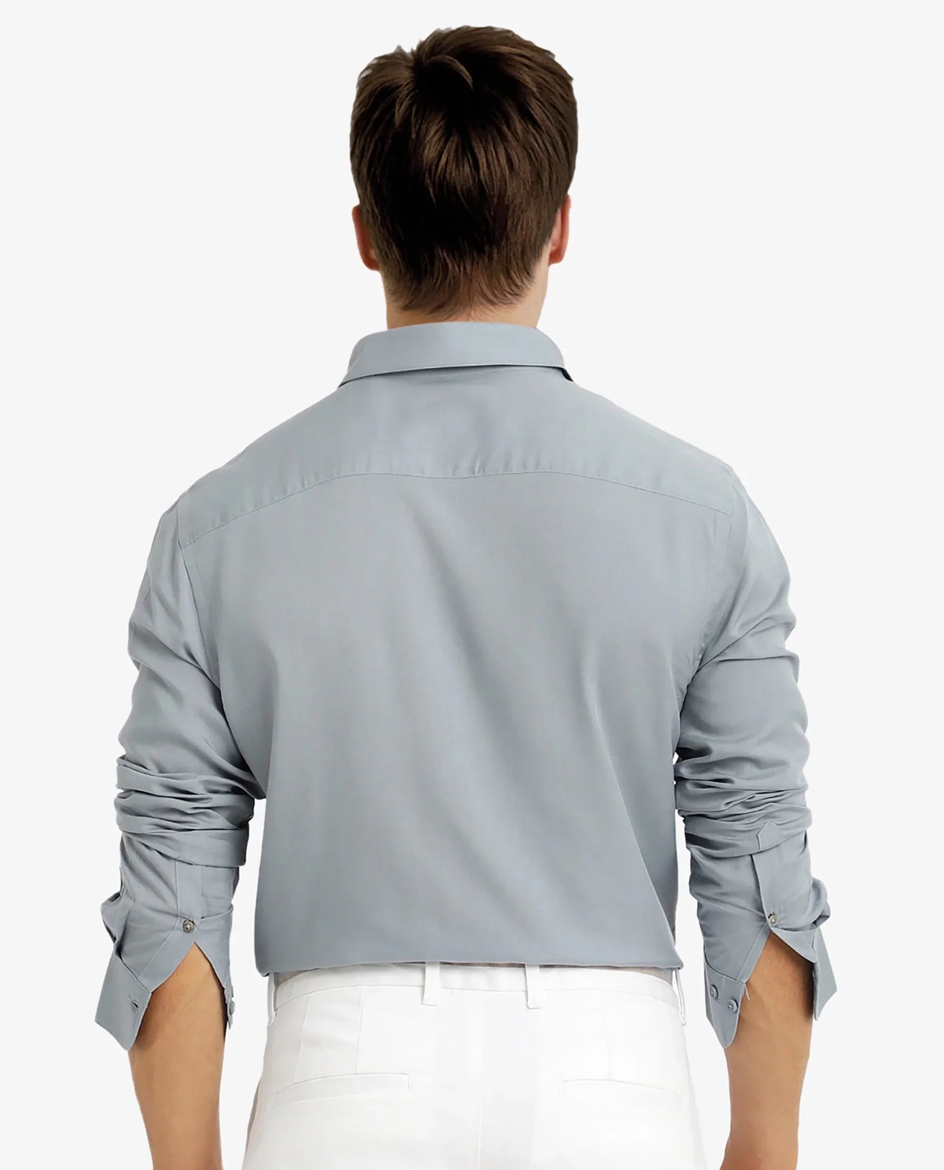 Rare Rabbit Men's Dub Dusky Blue Cotton Plain Regular Fit Full Sleeve Collared Shirt