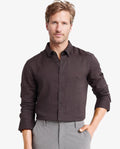 Rare Rabbit Men's Dub Grey Cotton Plain Regular Fit Full Sleeve Collared Shirt