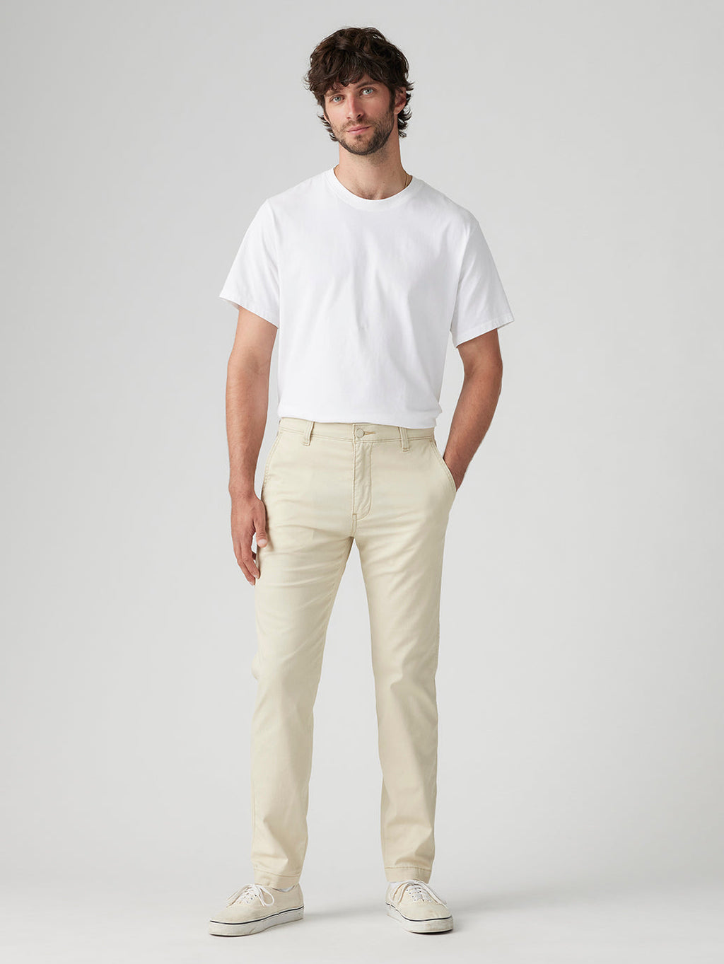 Men's Cream Regular Fit Chinos