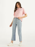 Women's Light Blue Ribcage Cropped Bootcut Fit High Rise Jeans