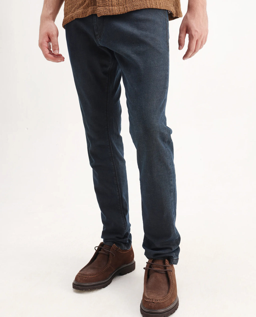 Rare Rabbit Men's Earth-2 Navy Cotton Plain Hawk Slim Fit Jeans