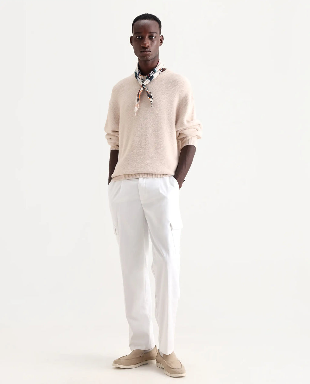 Rare Rabbit Men's Eber White Cotton Plain Regular Fit Trouser