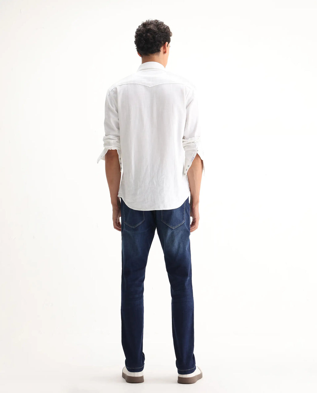 Rare Rabbit Men's Edwin Blue Cotton Plain Hawk Slim Fit Jeans