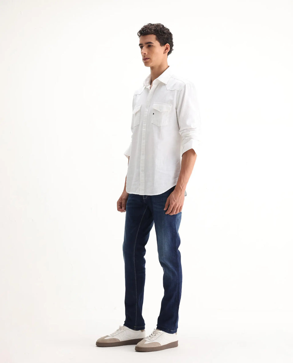 Rare Rabbit Men's Edwin Blue Cotton Plain Hawk Slim Fit Jeans