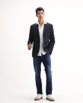 Rare Rabbit Men's Edwin Blue Cotton Plain Hawk Slim Fit Jeans