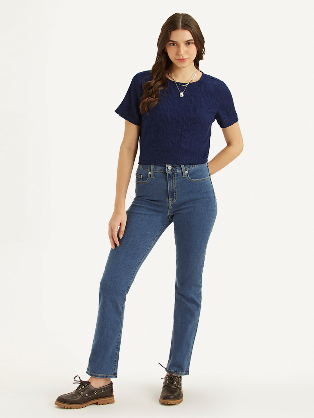 Women's 724 Blue Slim Straight Fit High Rise Jeans