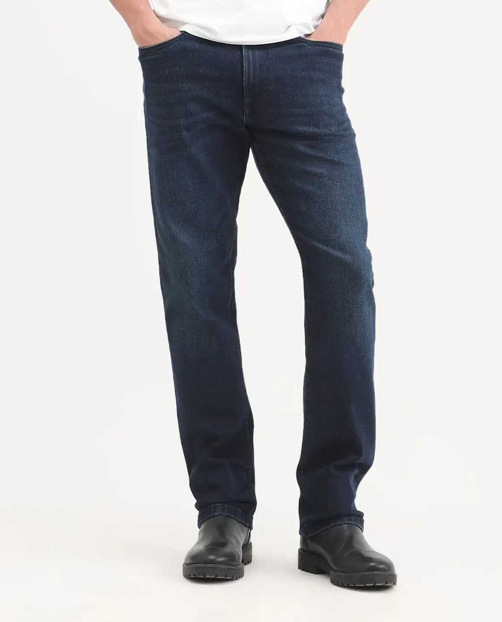 Rare Rabbit Men's Evolve 26 Dark Navy Cotton Blend Morris Regular Fit Plain Jeans
