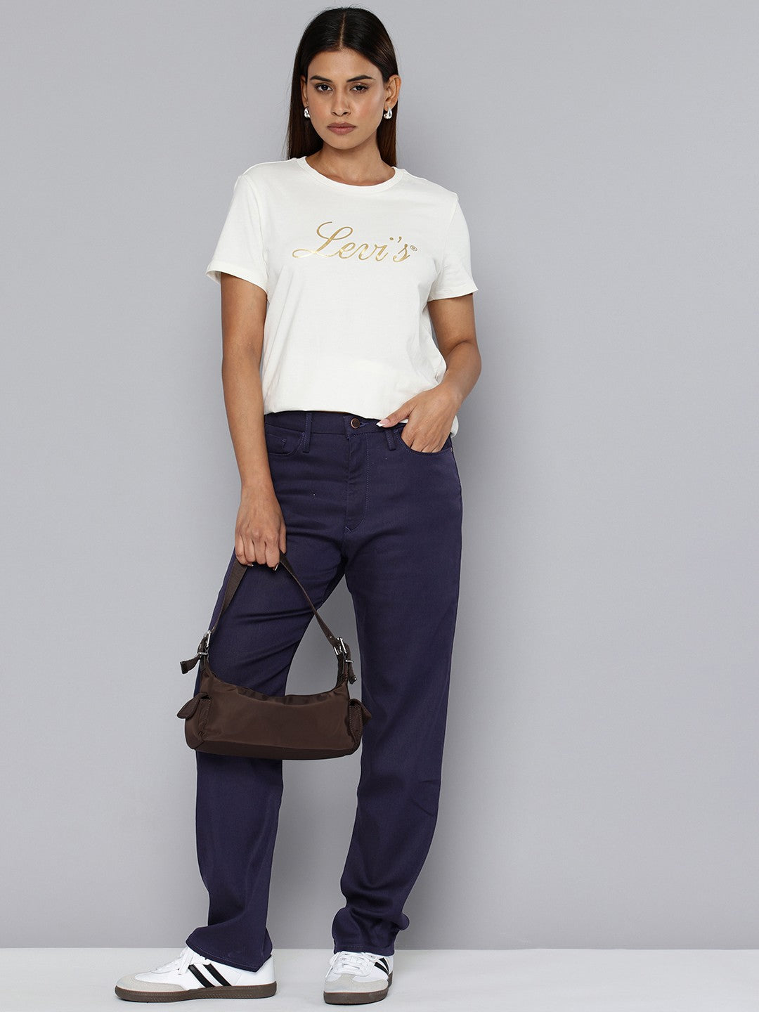 Women's Redloop High Rise Navy Straight Fit Trousers