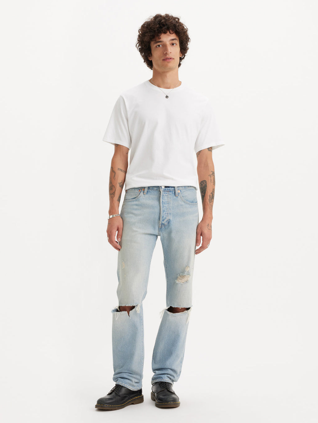 Men's 501 Blue Straight Fit Mid Rise Jeans
