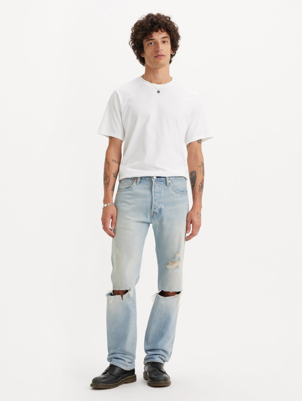 Men's 501 Blue Straight Fit Mid Rise Jeans