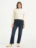 Women's Dark Blue Wedgie Straight Fit Mid Rise Jeans
