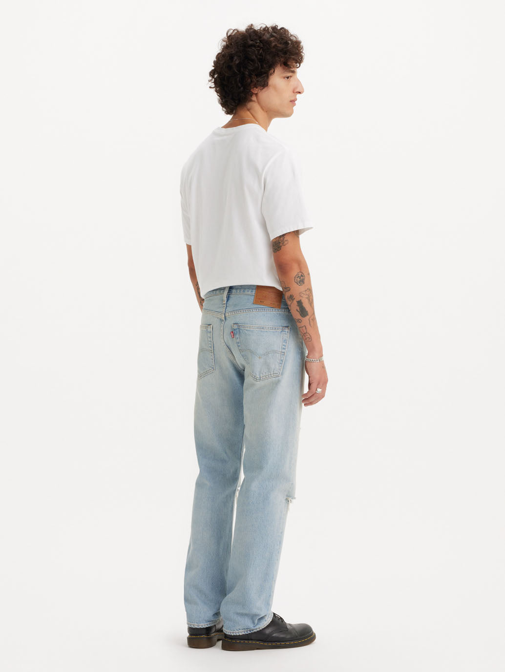 Men's 501 Blue Straight Fit Mid Rise Jeans