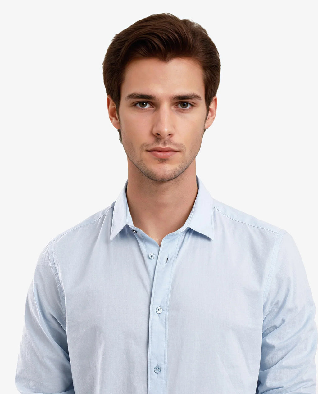 Rare Rabbit Men's Flees Light Blue Cotton Plain Regular Fit Full Sleeve Collared Shirt
