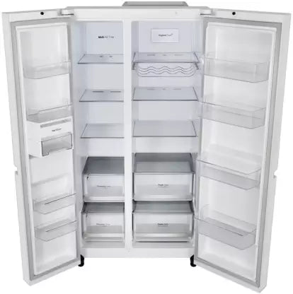 LG 650 Litres Side by Side Door Convertible Refrigerator with Door Cooling+, Hygiene Fresh+, Glass Finish (GL-B257DLW3, Linen White)