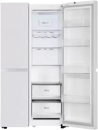 LG 650 Litres Side by Side Door Convertible Refrigerator with Door Cooling+, Hygiene Fresh+, Glass Finish (GL-B257DLW3, Linen White)