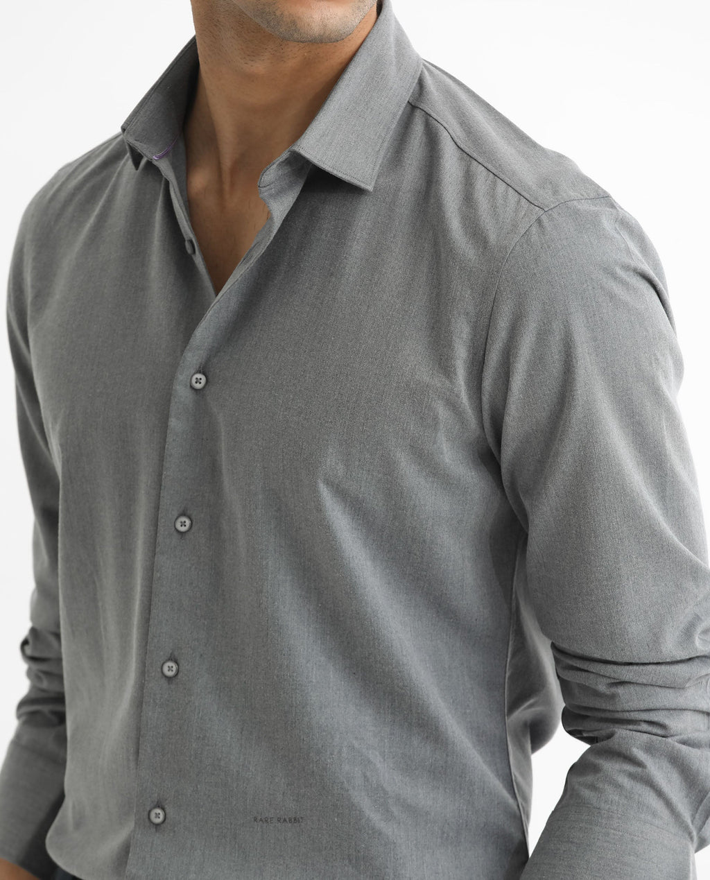 Rare Rabbit Men's Gunjan Navy Cotton Plain Regular Fit Full Sleeve Collared Shirt