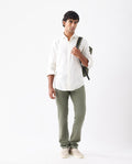 Rare Rabbit Men's Spoke 24 Pastel Green Cotton Blend Plain Regular Fit Trouser