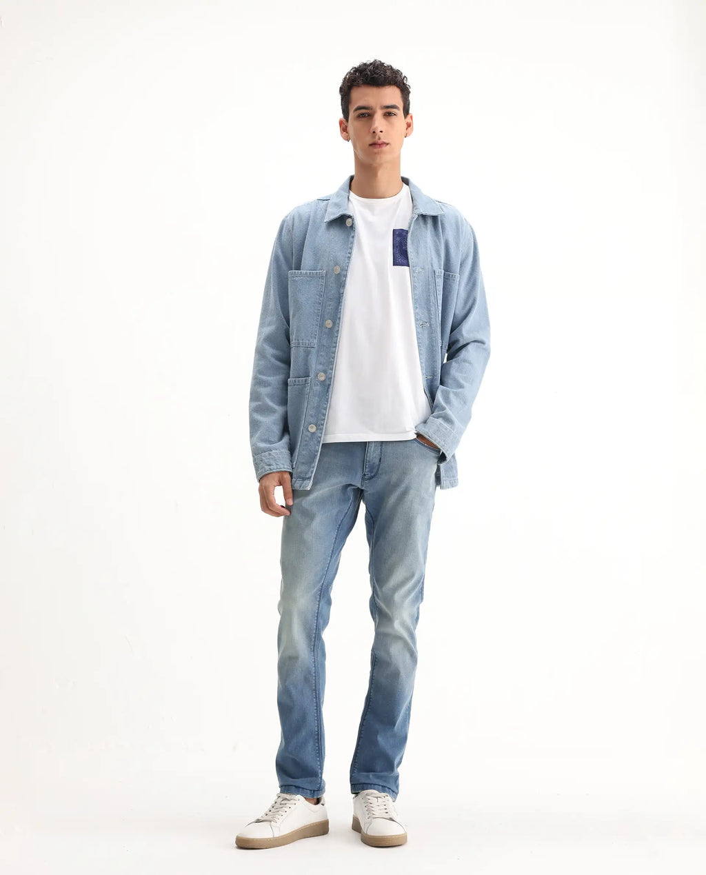 Rare Rabbit Men's Indus Blue Cotton Plain Hawk Slim Fit Jeans