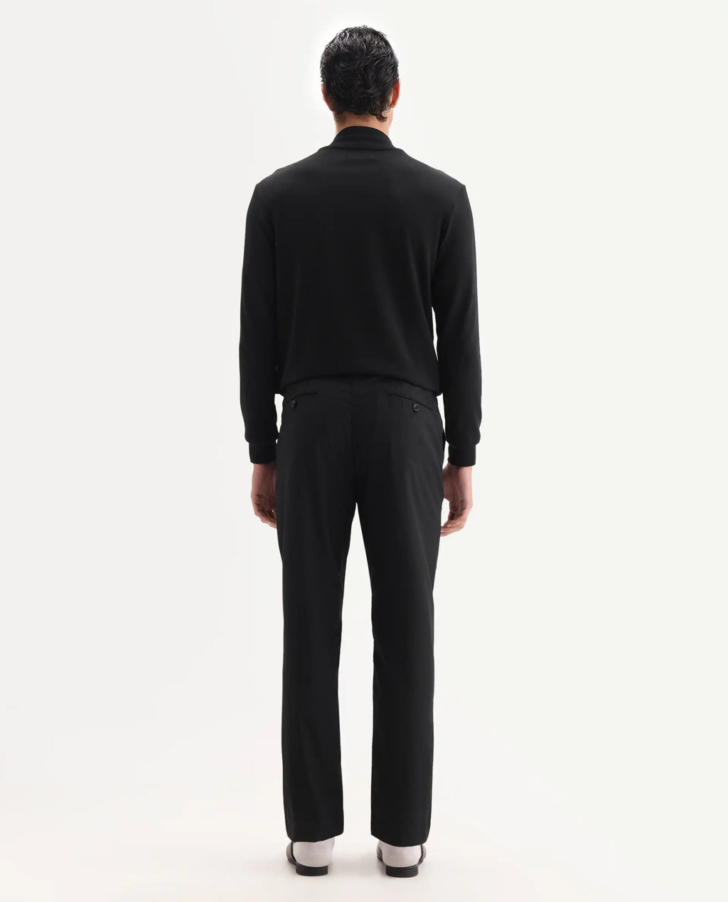 Rare Rabbit Men's Ital Black Cotton Blend Plain Regular Fit Trouser